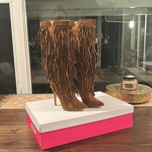 BRAND NEW “just fab” brown knee high heels.
